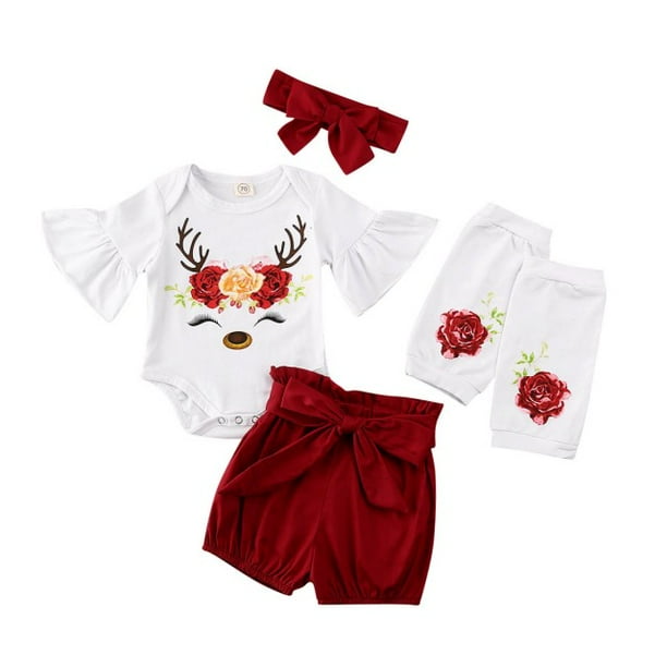 3-24M Toddler Baby Girl Flower Print Romper Jumpsuit+Leg Warmer Outfits Clothes